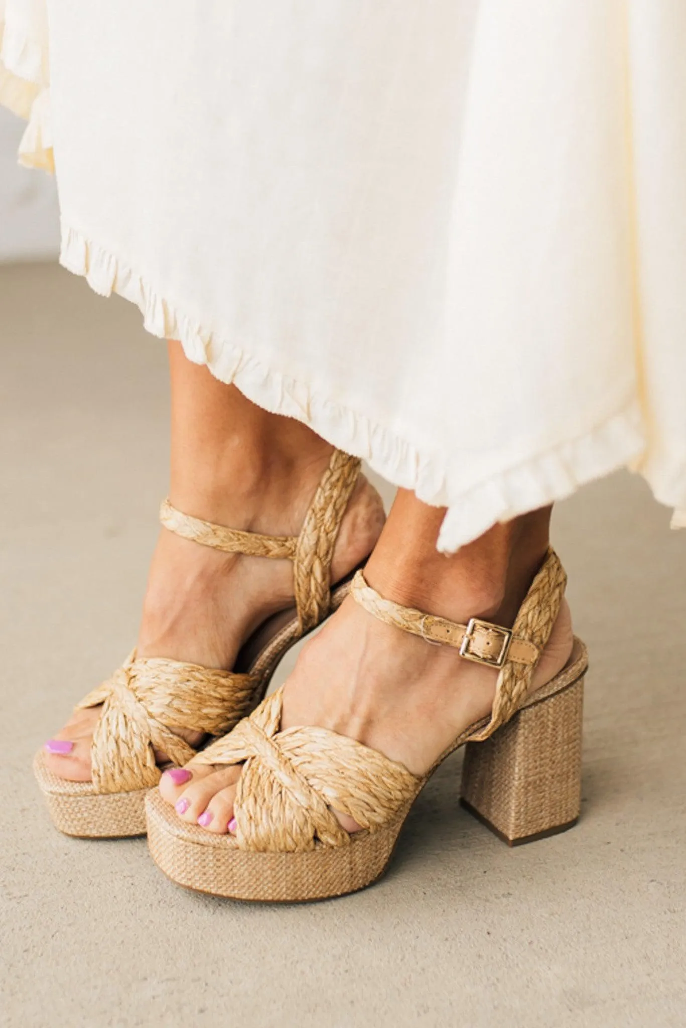 Alana Raffia Platform Sandals