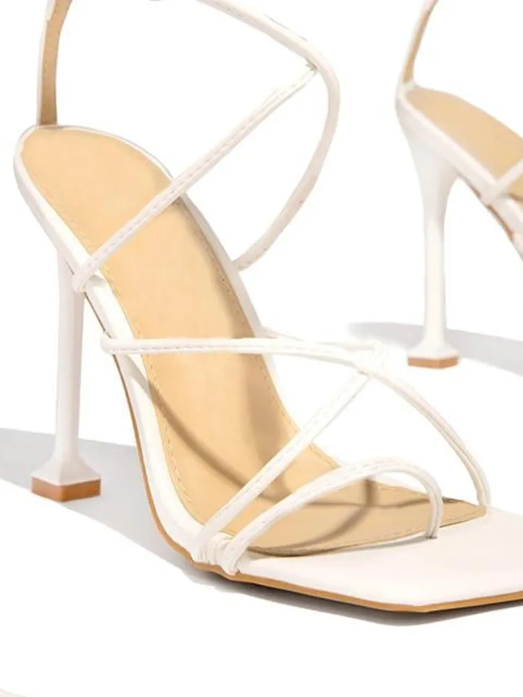 Amozae-Square Toe Lace Up Sandals