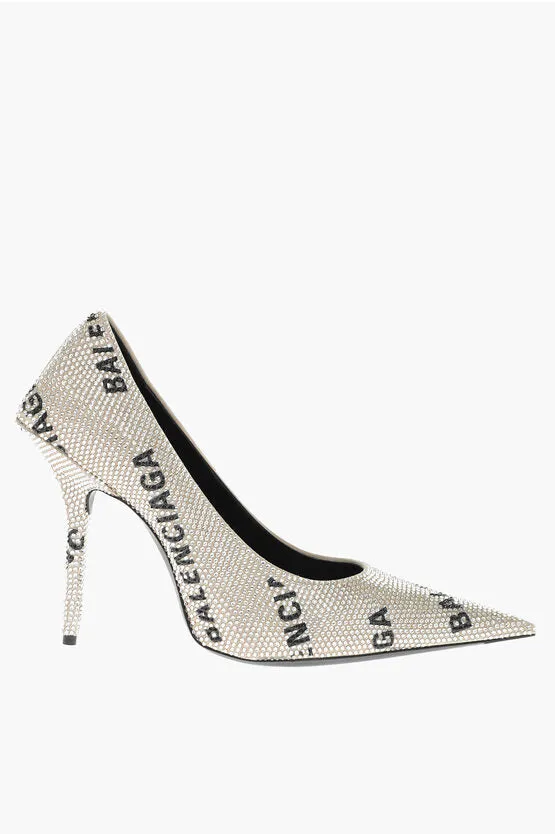 Balenciaga Rhinestoned Pumps with All-Over Logo
