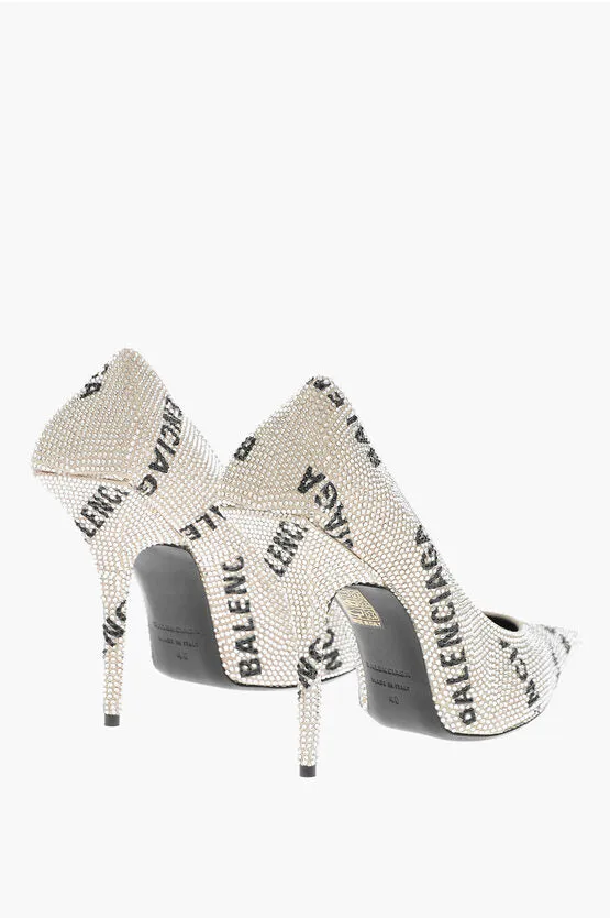 Balenciaga Rhinestoned Pumps with All-Over Logo