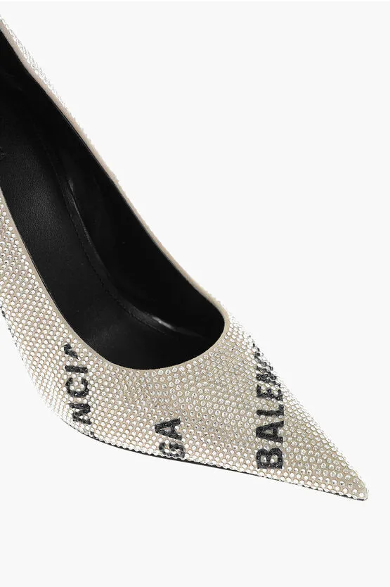 Balenciaga Rhinestoned Pumps with All-Over Logo