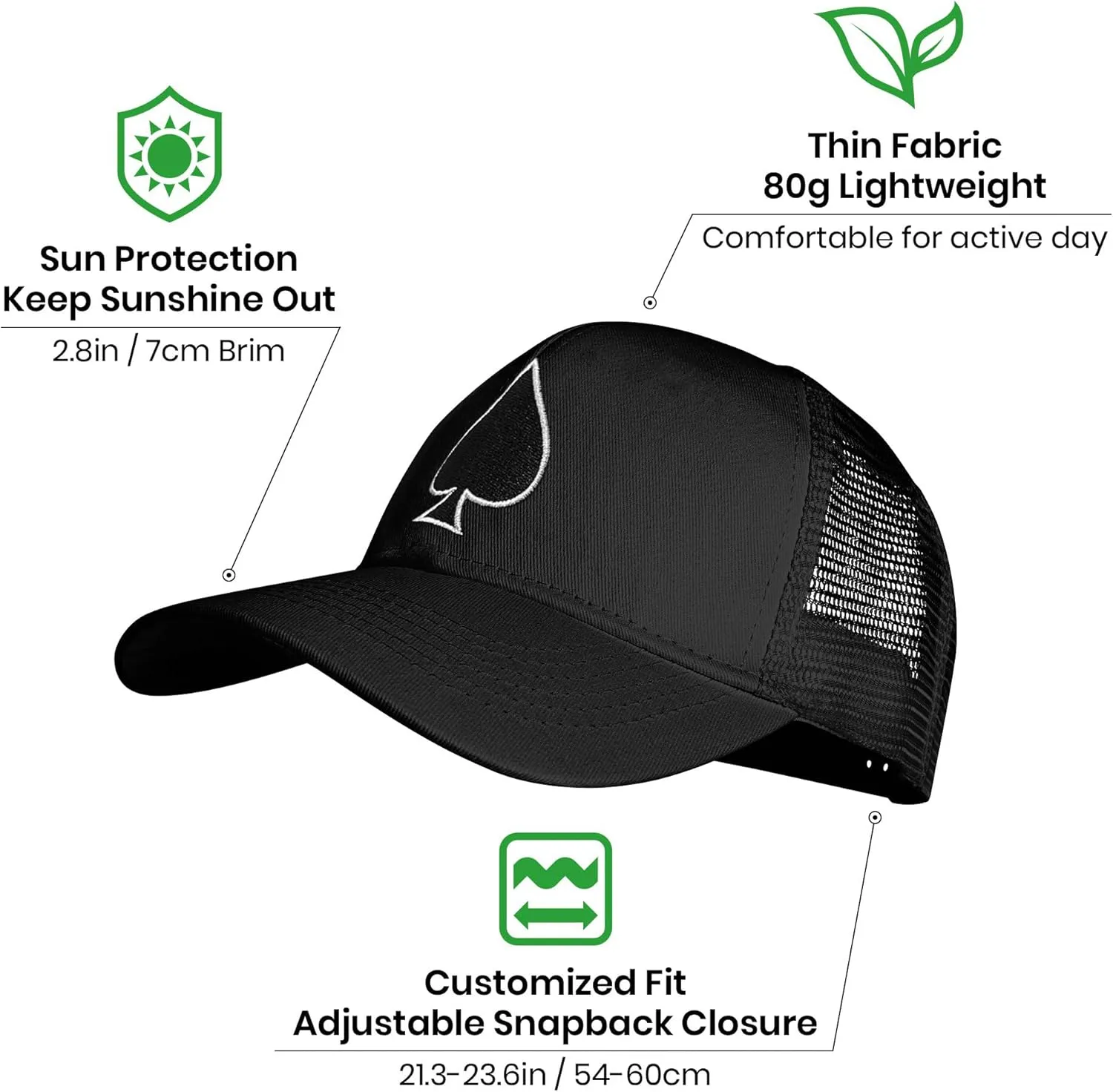 Baseball Caps Embroidered Adjustable Mesh Dad Hat Black Trucker Hats for Men and Women