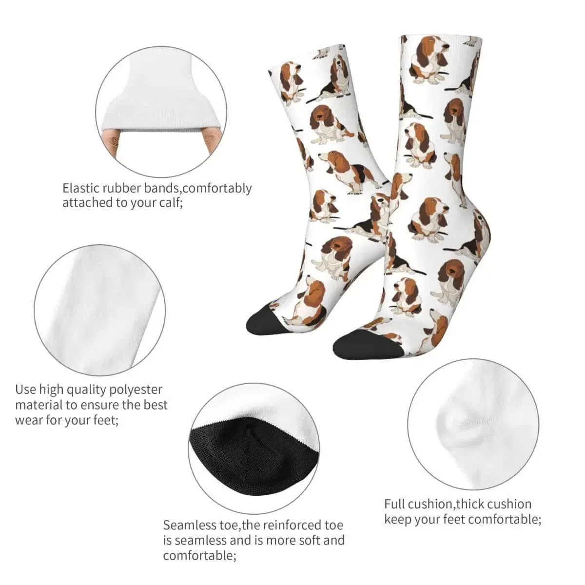 Basset Hound Dog Crew Socks