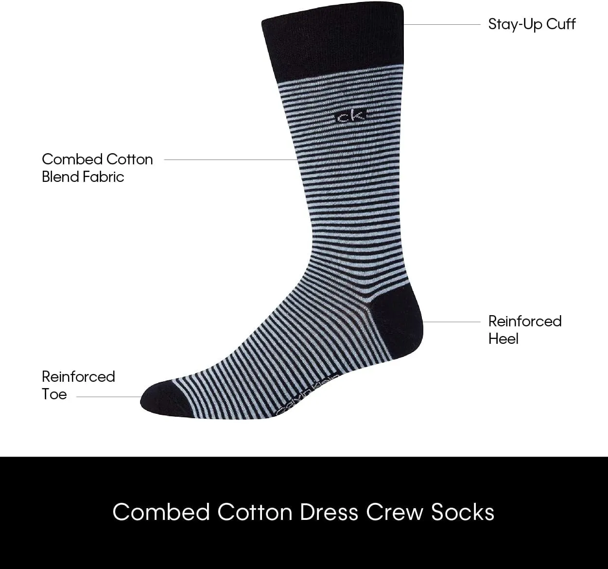 Calvin Klein Men's Dress Socks - 5 Pack Plain and Printed Crew Calf Compression Socks (7-12)