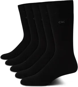 Calvin Klein Men's Dress Socks - 5 Pack Plain and Printed Crew Calf Compression Socks (7-12)