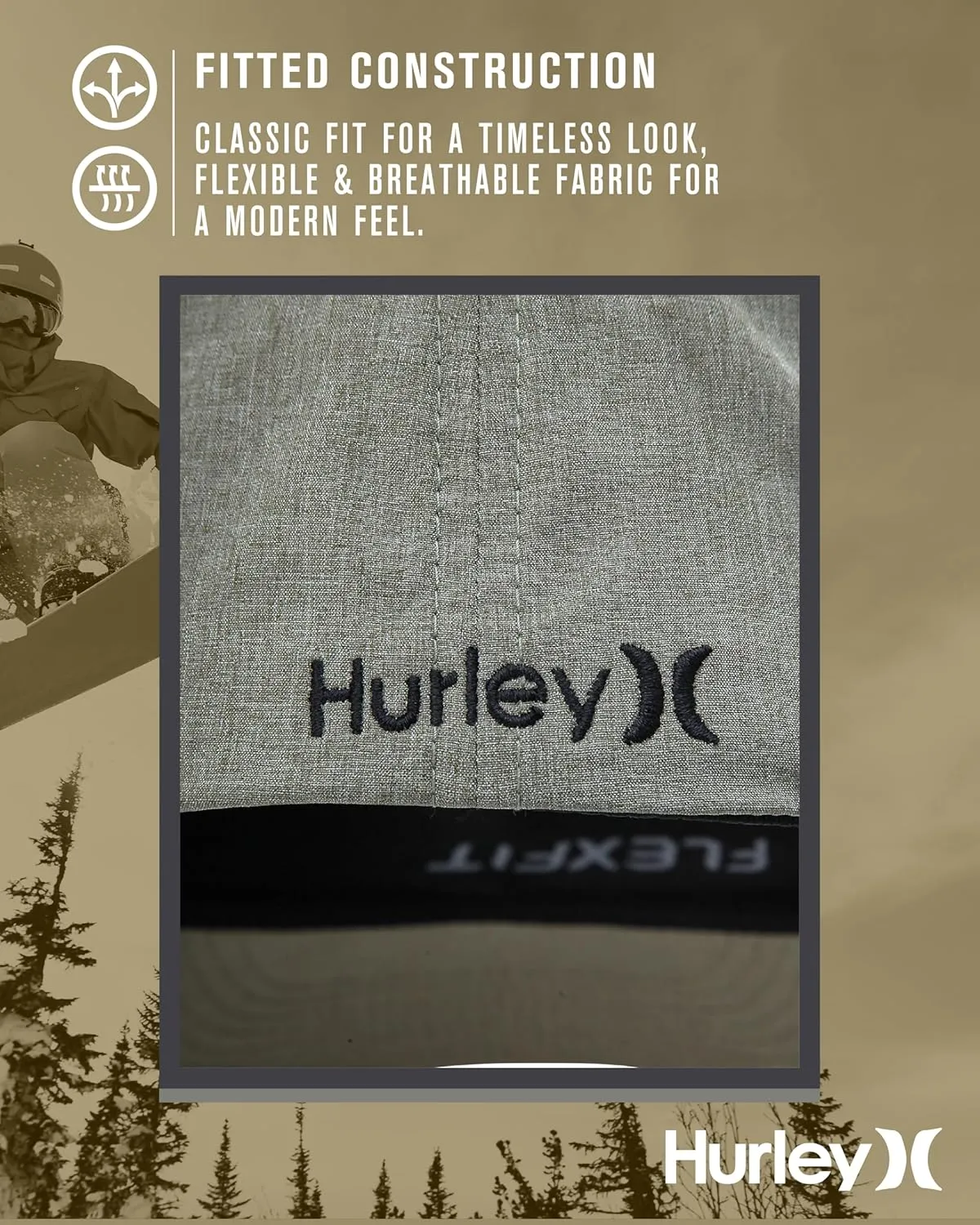 Hurley Men's Caps - One & Only Flexfit Textures Cap - Fitted Hats for Men, S-XL