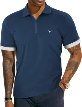 KUYIGO Men's Short&Long Sleeve Polo Shirts Casual Slim Fit Business Fashion Tops Golf Tennis T-Shirt