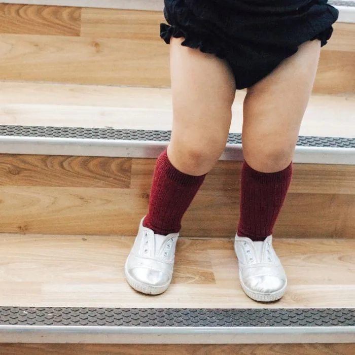 Lamington Rib Plum Merino Socks ages to 8 years