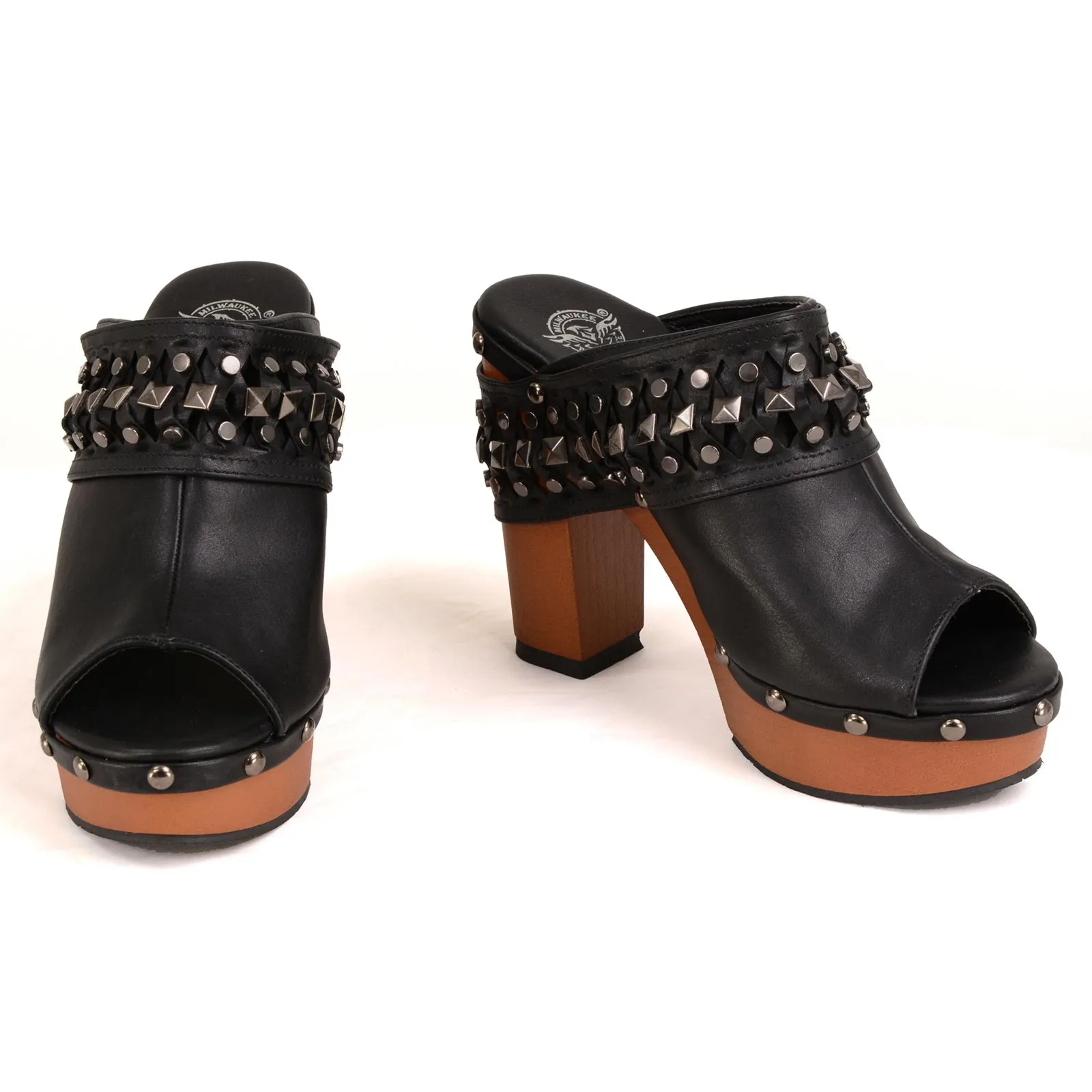 Milwaukee Leather MBL9415 Women's Black Peep-Toe Platform Fashion