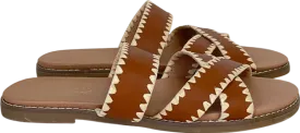 New Look Brown Cross Front Flat Slip On Sandal UK 6 EU 39 👠