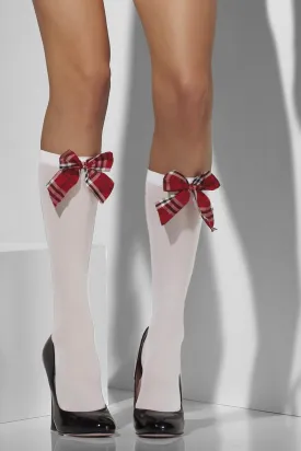 Opaque Knee High Socks, White