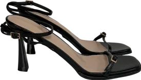 PrettyLittleThing Black Square Toe Edge High Heeled Sandals UK 6 EU 39 👠