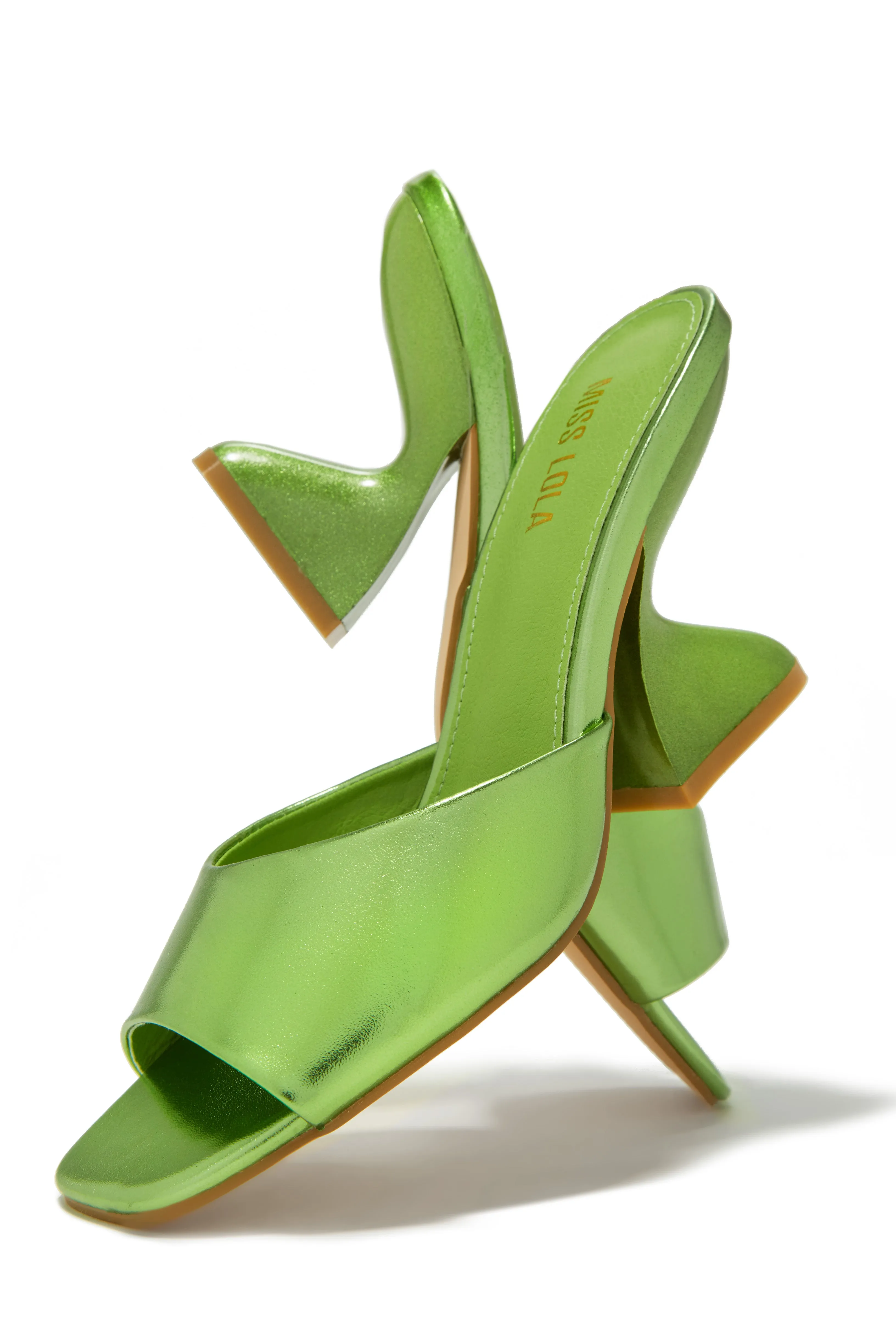 Racquel Mid Heel Mules - Green