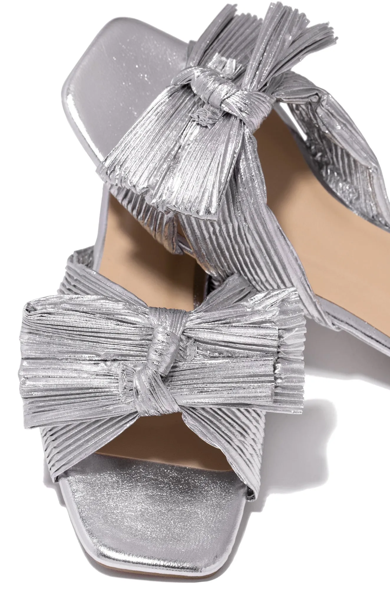 Stacey Bow Tie Slip On Sandals - Silver