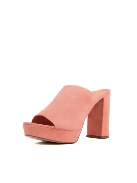 Suede High Heel Peep Toe 110mm Mule - Coral